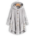 thumbnail image 1 of Brnmxoke Women's Coats with Hood Button Down Shearling Long Jackets Hooded Cardigan Cozy Fleece Faux Fur Coats Warm Winter Fluffy Cute Irregular Wool Teddy Outwear, 1 of 7