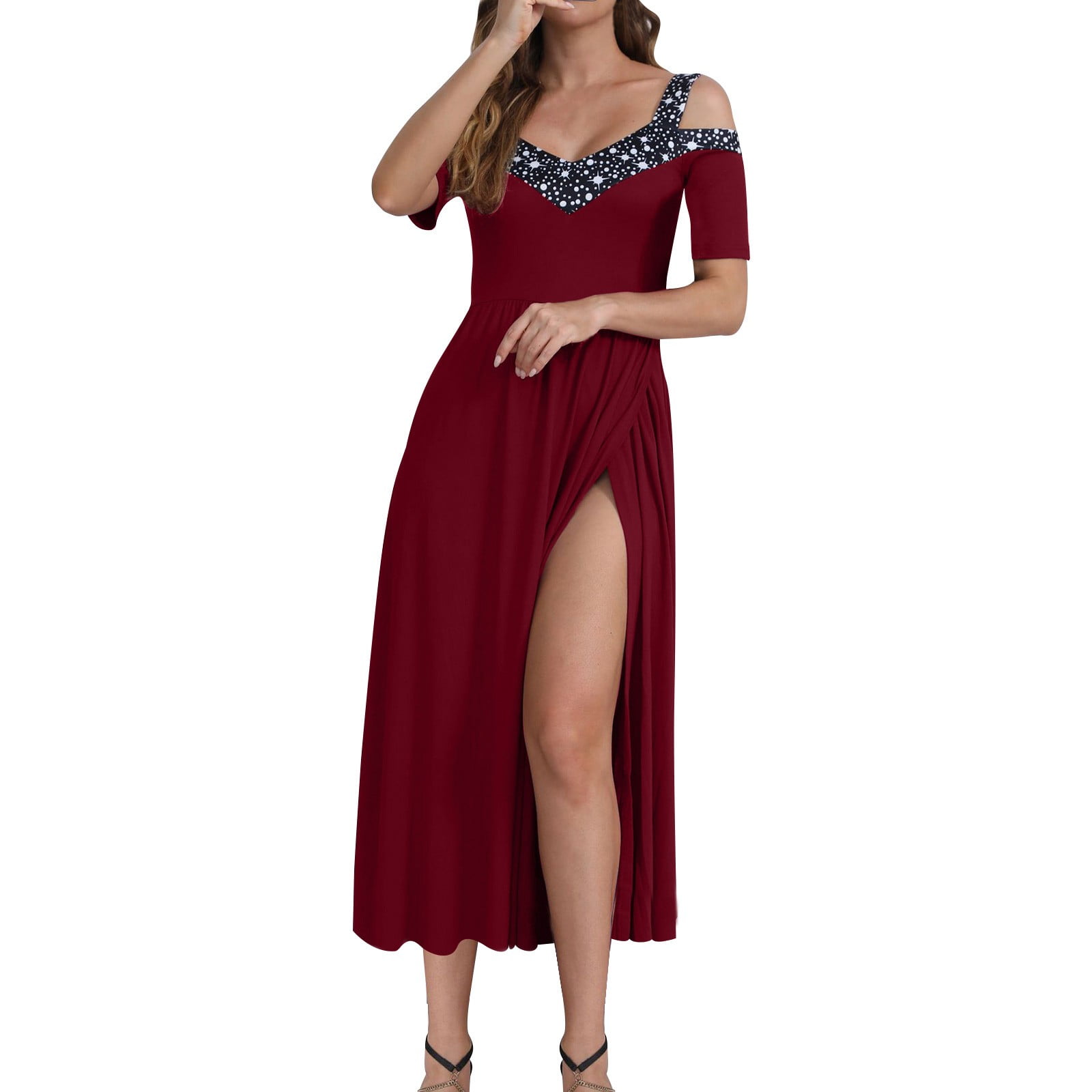 sachin and babi light blue dress Brnmxoke Women's Cold Shoulder Mother of The Bride Dress Formal Elegant  Summer Wedding Guest Gown Plus Size Cocktail Dresses 2025 Black,M