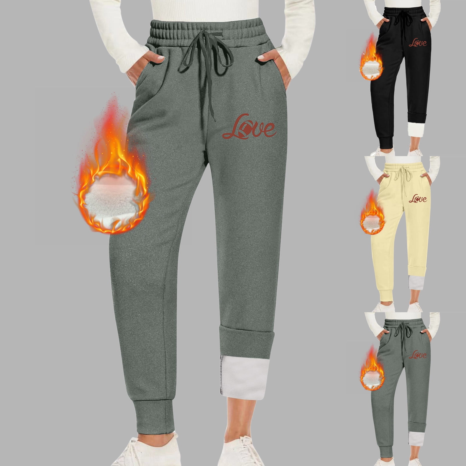 Brnmxoke Women's Fleece Lined Hiking Pants Printed High Waisted Thermal