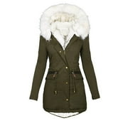 Brnmxoke Women's Heavyweight Hooded Parka Coats Long Sleeve Windproof Comfortable Warm Winter Down Coats