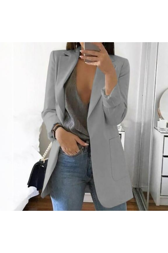 Women's Lightweight Blazer Jackets Open Front One Button Regular Office Blazer Boyfriend Blazer Jacket for Women Plus Size,S-5XL