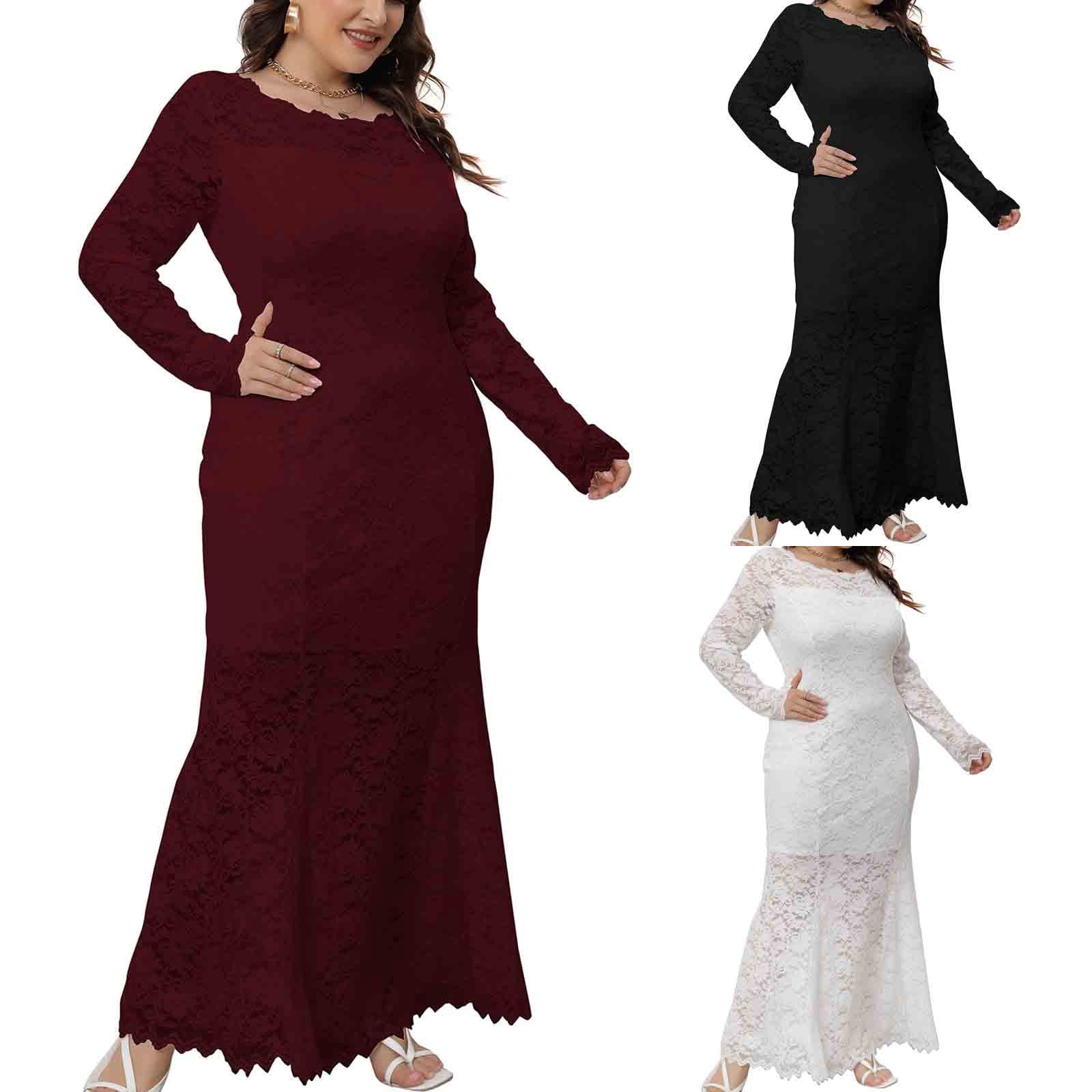 Brnmxoke Women's Long Sleeve Elegant Bridesmaid Wedding Guest Dresses ...