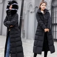 thumbnail image 1 of Brnmxoke Women's Long Winter Thicken Puffer Coat Warm Waterproof Maxi Down Jacket Plush Slim Fit Thicken Parka with Faux Fur Hood, 1 of 4