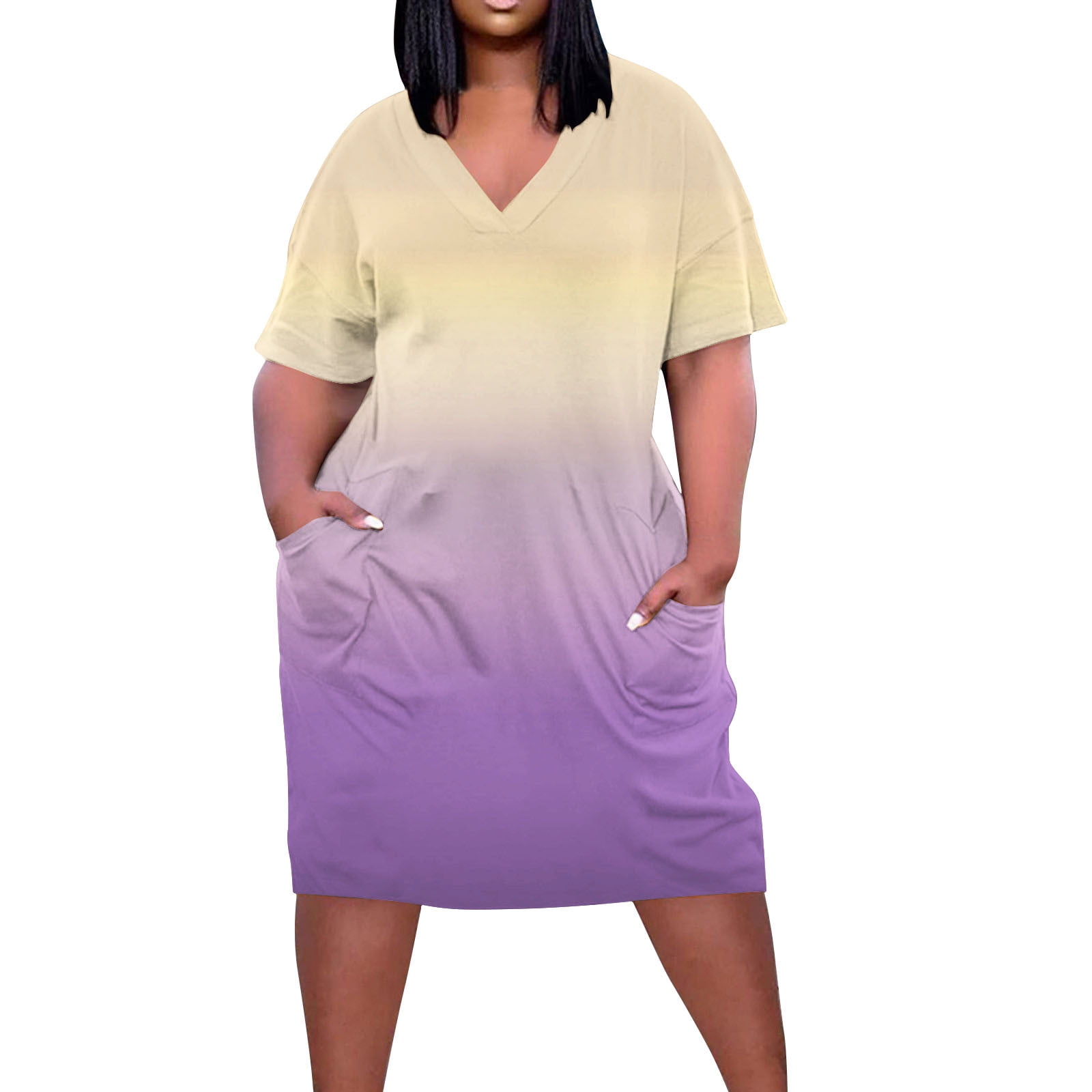 Italian Tie Dye Balloon Fit Midi Dress - Loose Baggy, 3/4 Sleeve, Stretchy Viscose
