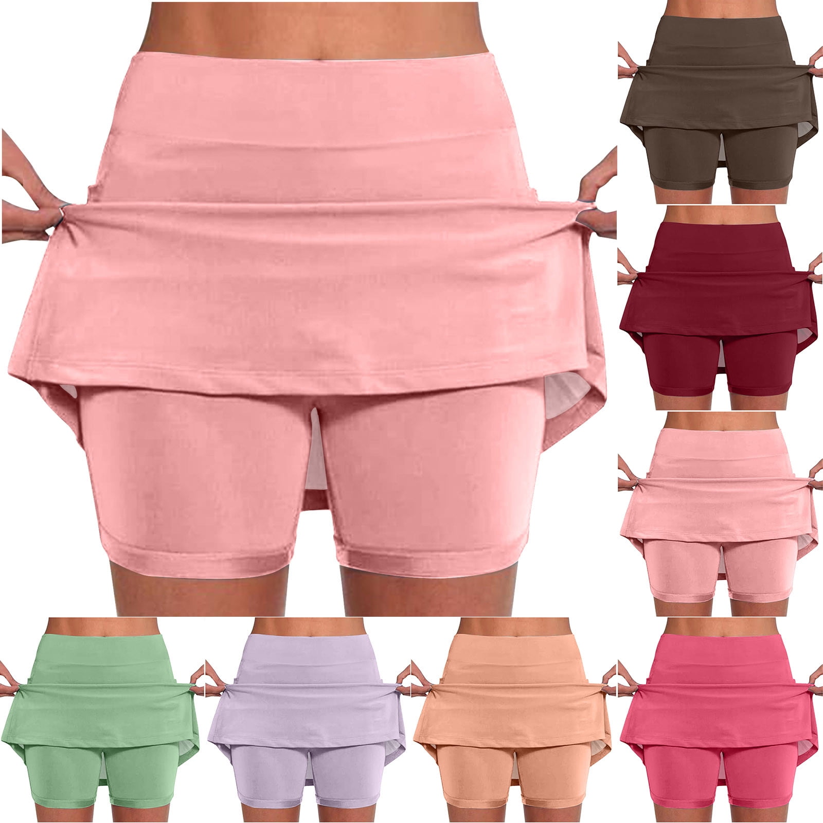 Brnmxoke Women's Plus Size Skort High Waisted Dressy Casual Workout ...