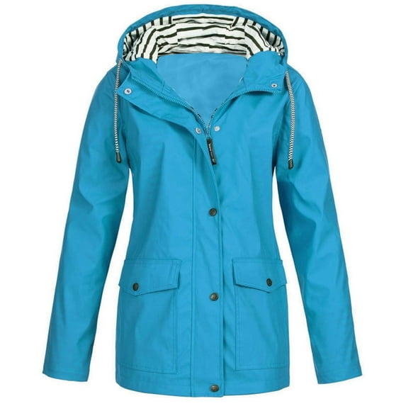 Brnmxoke Women's Plus Size Waterproof Rain Jacket Loose Fit Lightweight Fleece Lined Windproof Hooded Raincoat for Hiking Travel Outdoor