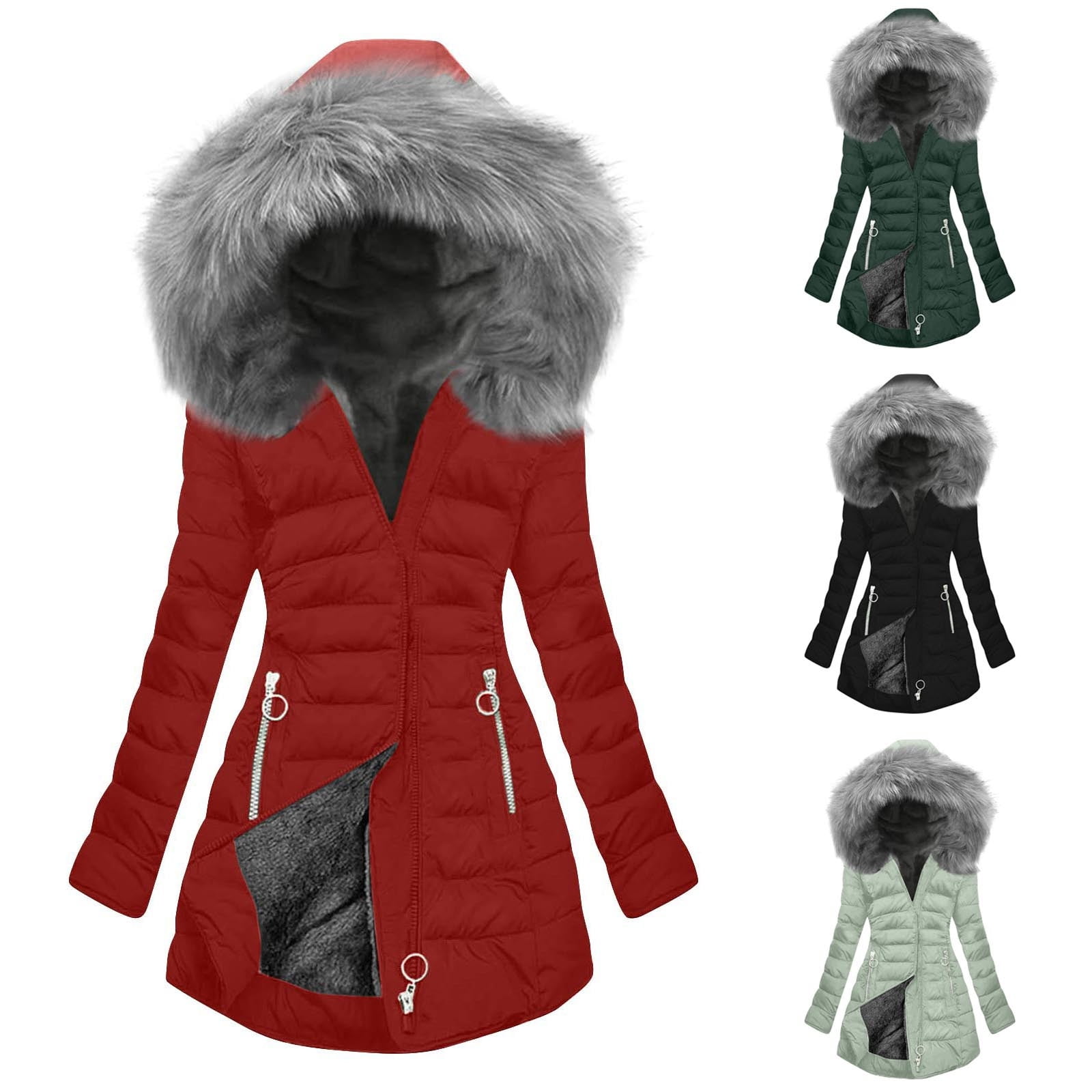 women black Parkas for women oversized snow jackets big pockets hooded winter coats main image 1