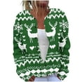 thumbnail image 1 of Brnmxoke Women's Ugly Christmas Sweaters Graphic Button Down Xmas Plus Size Knitted Cardigans Open Front Crochet Fall Winter Long Sleeve Coat Green,XXXL, 1 of 5