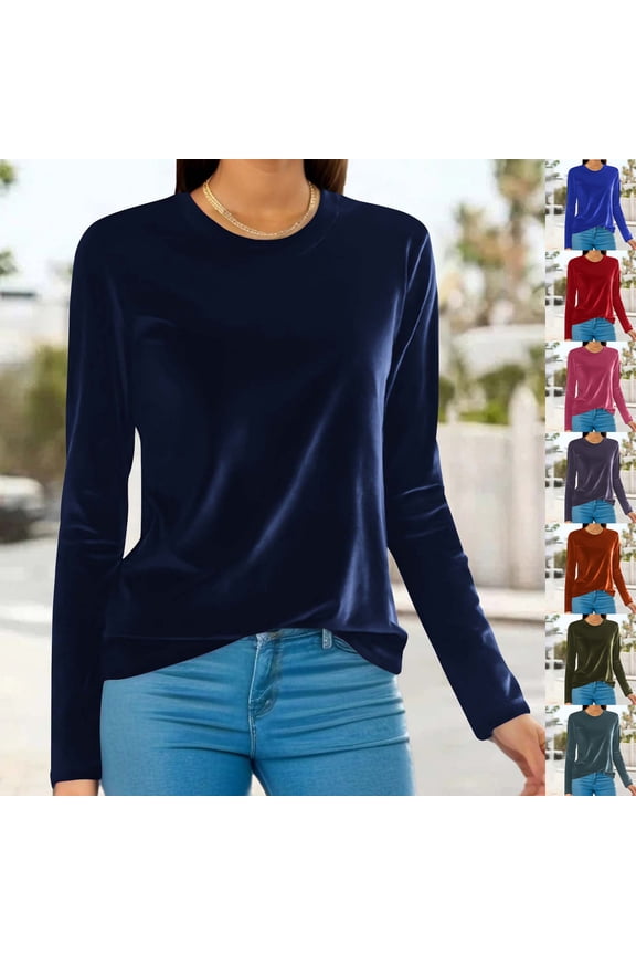 Women's Velvet Crewneck Sweatshirt,Women Casual Solid Color Velour Sweatshirts Loose Soft Lightweight Long Sleeve Pullover Tops Orange,XL