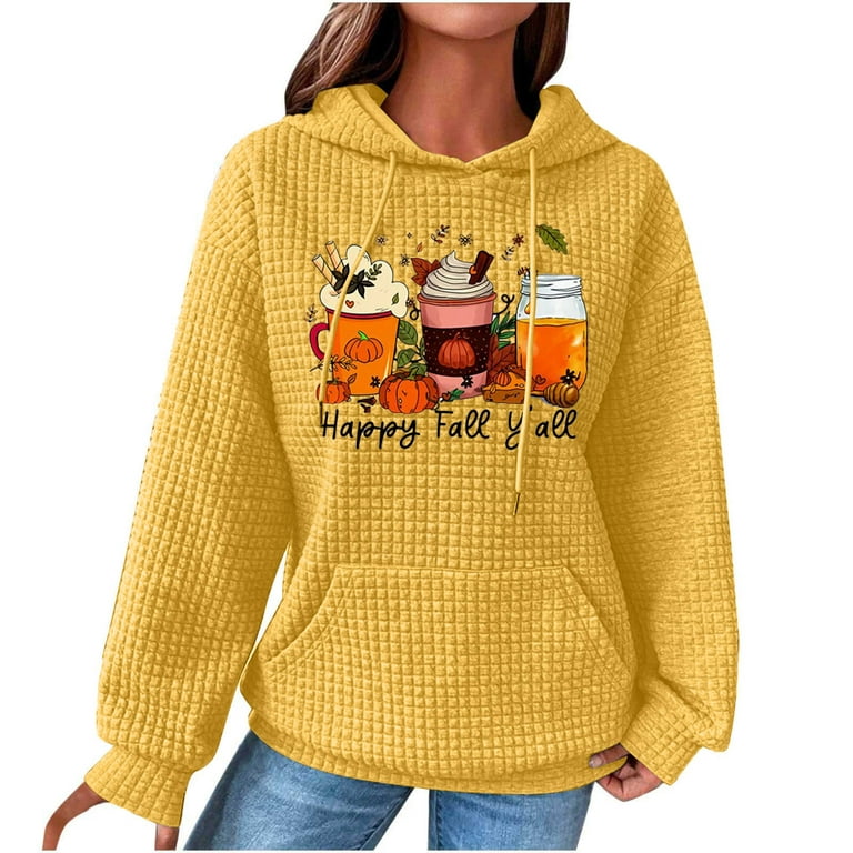 Brnmxoke Waffle Knit Oversized Hoodie for Women Trendy Womens Fall  Sweatshirts Casual Long Sleeve Lightweight Y2k Teen Girls Cute Hooded  Drawstring Pullover Tops 