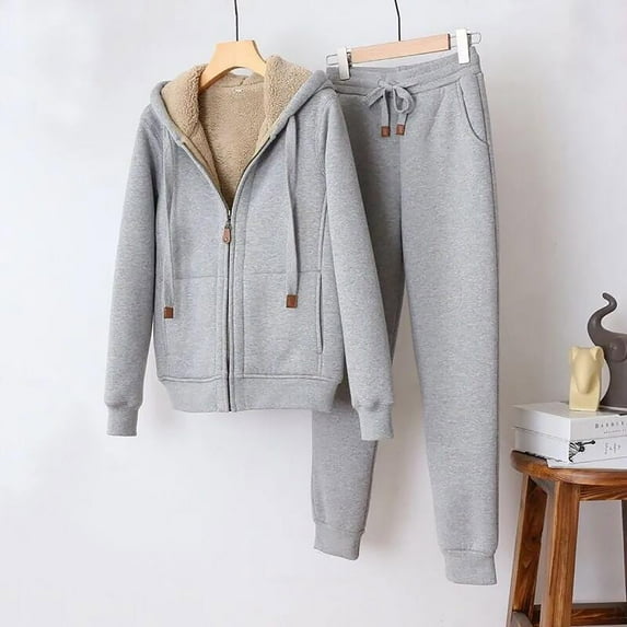 Brnmxoke Womens 2 Piece Outfits Long Sleeve Fleece Lined Sweatshirt Thicker Warm Sweatsuits Sets Full Zip Sweatshirts with Joggers Sweatpants Tracksuit