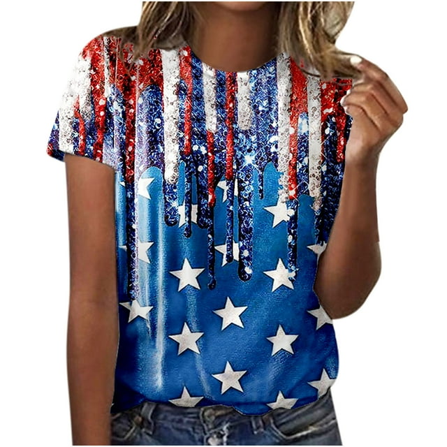 Brnmxoke Womens 4th Of July Tshirt Women American Flag Shirt