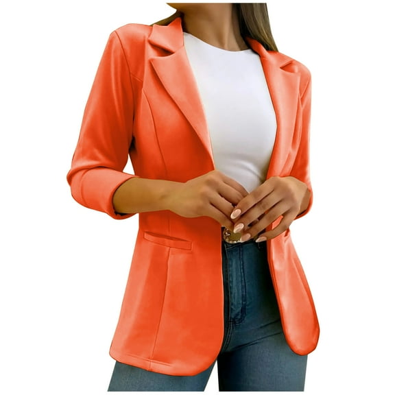 Brnmxoke Womens Casual Blazers Solid Color Elegant Long Sleeve Jackets Lapel Blazer Open Front Blazer Work Office Blazer Jackets with Pockets