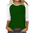 thumbnail image 1 of Brnmxoke Womens Casual T-Shirts 3/4 Sleeve Color Block Cute Tee Tops Comfy Blouses Three Quarter Length Loose Fit Summer Blouse Army Green S, 1 of 5