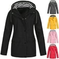 thumbnail image 1 of Brnmxoke Womens Coat Plus Size Solid Outdoor Jacket With Hood Solid Rain Jacket Waterproof Windproof 2024 Trendy Fall Winter Jacket Sportswear, 1 of 5