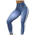 thumbnail image 1 of Brnmxoke Womens Faux Jean Leggings Trendy Slim Fitted Yoga Pants Booty Lifting Ankle Trousers High Waisted Belly Control Gym Tights Jogger Pants, 1 of 6