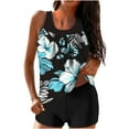 thumbnail image 1 of Brnmxoke Womens Full Coverage Two Piece Swimsuit Tummy Control Tankini Bathing Suits Blouson Swim Tank Top with Boyshorts Modest Swimwear Sets Multicolor,XL, 1 of 5
