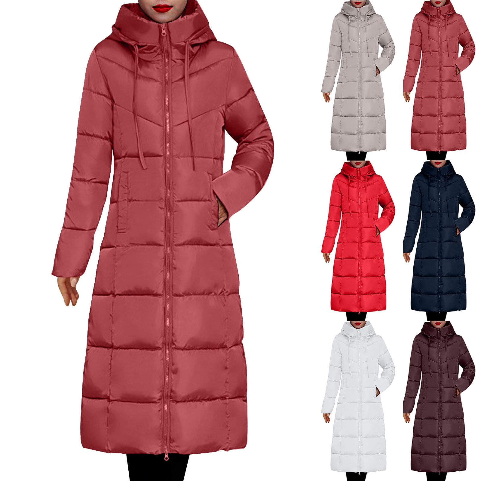 Padded Hooded Jacket For Women With Longer Cut And Extra Hood For All Day Warmth