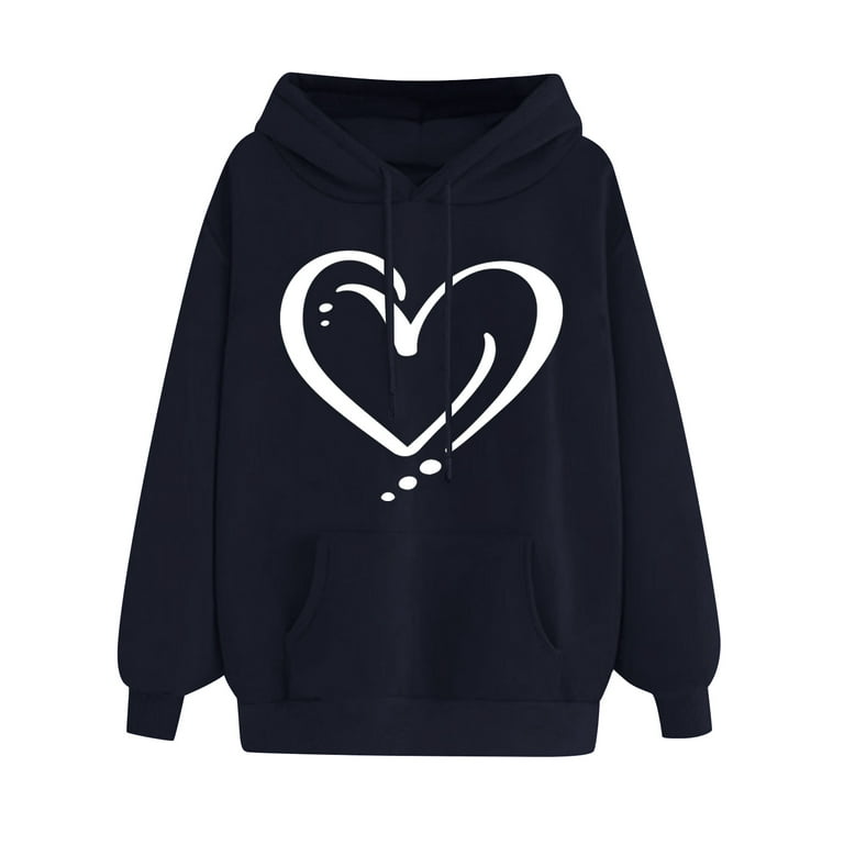 Brnmxoke Womens Hoodies Sweatshirts Cute Heart Printed Hooded