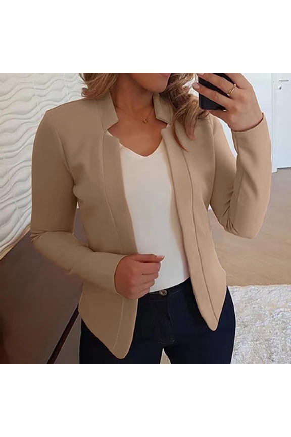 Womens Lapel Plus Size Notched Open Front Cardigan Solid Petite Blazer Jacket Lightweight Office Blazer Jacket