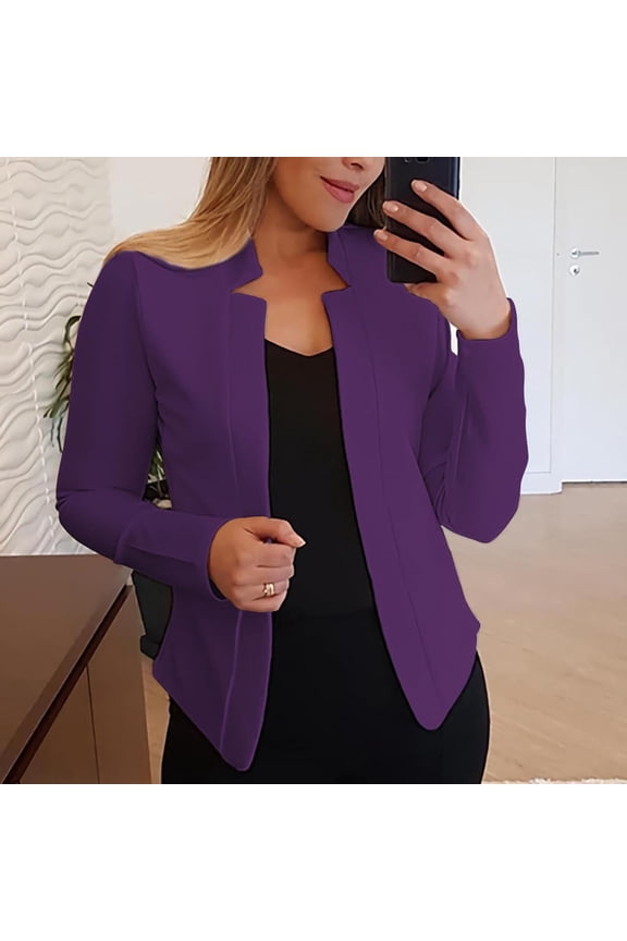 Womens Lapel Plus Size Notched Open Front Cardigan Solid Petite Blazer Jacket Lightweight Office Blazer Jacket