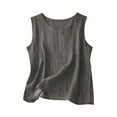 thumbnail image 1 of Brnmxoke Womens Linen Tank Dressy Tank Tops Cotton Linen Gauze Shirts Sleeveless Summer Tunic Top Loose Fit Casual Blouses Dark Gray,L, 1 of 5