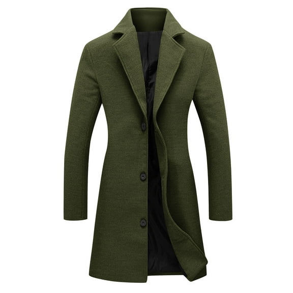 Brnmxoke Womens Long Peacoat Jacket Single Breasted Notched Lapel Wool Overcoat Warm Fall Winter Office Outerwear Trench Coats with Pockets Army Green,XXXL