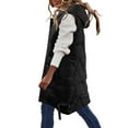 thumbnail image 1 of Brnmxoke Womens Long Puffer Vest Sleeveless Hooded Quilted Fleece Puffy Vests Winter Warm Padded Gilet Full Zip Jacket Down Coats with Pockets, 1 of 5