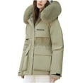 thumbnail image 1 of Brnmxoke Womens Parka Puffer Coat Thicken Zip Up Waterproof Parka Jackets Faux Fur Trim Hooded Long Sleeve Outwear Coats with Pockets Green,L, 1 of 5