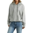 thumbnail image 1 of Brnmxoke Womens Plain Hoodie Fall Casual Long Sleeve Drawstring Sweatshirt Basic Solid Color Hooded Pullover with Pockets Gray,XL, 1 of 5