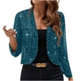 thumbnail image 1 of Brnmxoke Womens Plus Lightweight Jacket Sequin Open Front Glitter Cropped Blazer Coat Sparkly Long Sleeve Shiny Fashion Cardigans 2025 Blue,S, 1 of 9