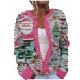 thumbnail image 1 of Brnmxoke Womens Plus Size Christmas Cardigans Sweater Cute Xmas Snowmen Prints Knitted Sweater Fall Winter Long Sleeve Button Down Warm Cardigans Outwear Multicolor,L, 1 of 4