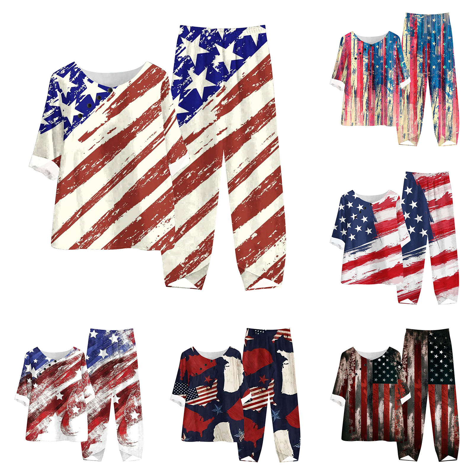 Brnmxoke Womens Summer Linen Outfits 4th of July 2025 American Flag