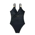 thumbnail image 1 of Brnmxoke Womens Swimsuits One-Piece Swimsuits Slimming Metal Modest Tummy Control Bathing Suit Slimming Full Coverage Mesh Swimwear Beach Pool Sets Black,XL, 1 of 8