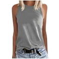 thumbnail image 1 of Brnmxoke Womens Tank Tops Summer Sleeveless High Neck Solid Color Loose Fitted Blouse Casual Comfy Basic Tees Shirts, 1 of 6