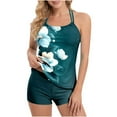 thumbnail image 1 of Brnmxoke Loose Fit Tankini Swimsuits for Women Floral Printed 2 Piece Bathing Suits Halter Top with Boy Shorts Tummy Control Outfits Multicolor,XL, 1 of 7