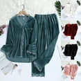 thumbnail image 1 of Brnmxoke Womens Velvet Pajamas Set Long Sleeve Button Velour Sleepwear Soft Comfy 2 Piece Pjs Sets Loungewear Nightwear White,XL, 1 of 7
