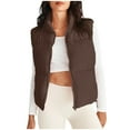 thumbnail image 1 of Brnmxoke Womens Winter Puffer Vest Stand Collar Zip Up Quilted Coat Sleeveless Padded Gilet Coat with Pockets, 1 of 6