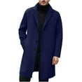thumbnail image 1 of Brnmxoke Wool Coat Mens Notched Collar Single Breasted Peacoat Winter Warm Business Outwear Jacket Overcoat With Pockets Navy,S, 1 of 3
