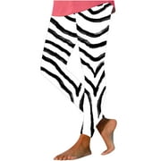 Brnmxoke Yoga Pants,Womens Yoga Leggings High Waisted Ankle Pants Zebra Printed Athletic Tights Seamless Exercise Full-Length Trousers