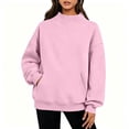 thumbnail image 1 of Brnmyaeo Womens Mock Neck Sweatshirts Comfy Oversized Ribbed Turtleneck Pullover with Pockets Fall Outfits Casual Soft Fleece Long Sleeve Tops, 1 of 5