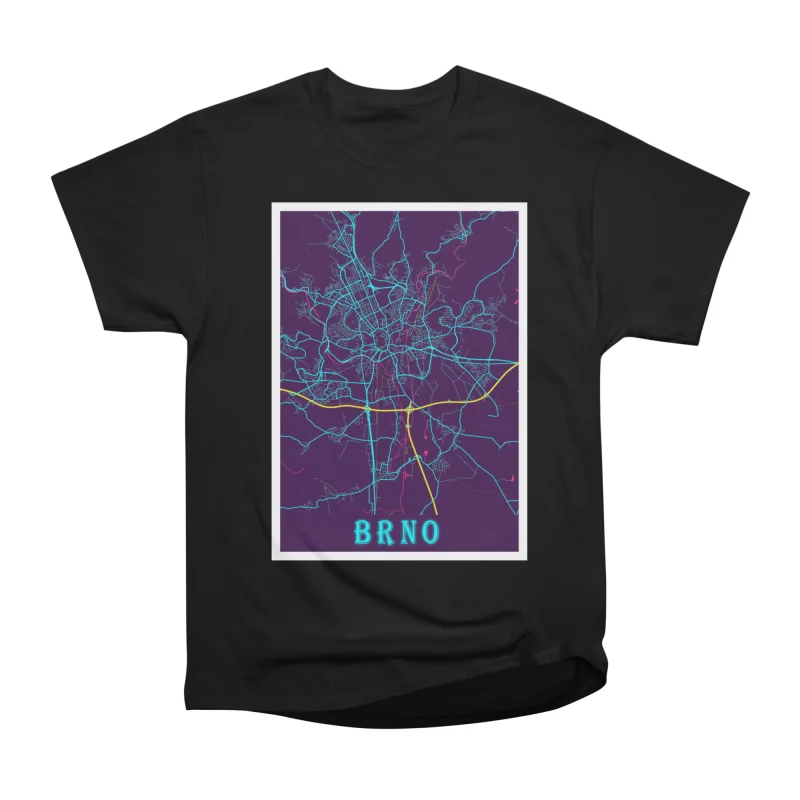 Brno Czech Republic Neon City Map T-Shirt Tee Gift For Him Merch For ...