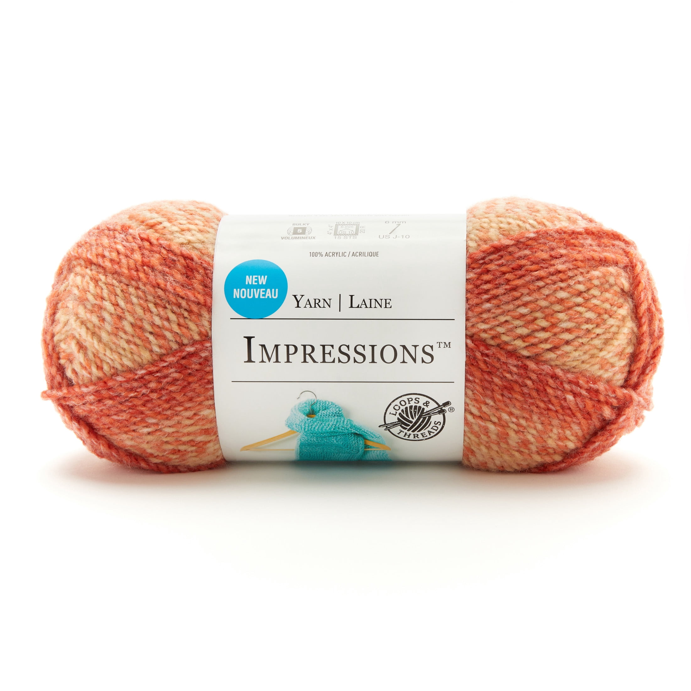 Loops & Threads Brnt Orng Impressions Yarn - Bulky Weight Yarn for Knitting, Crochet, Weaving, Arts & Crafts, 15 Pack