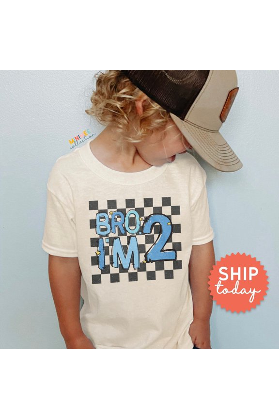 Bro I'M 2 Toddler Shirt, Kids 2Nd Birthday Shirt, Funny Birthday Boy Tee, Two Years Old Boy Toddler Tee, New Age Shirt, (Bc-Bir13), New Born, Baby Shower Gift, New Parents Gift