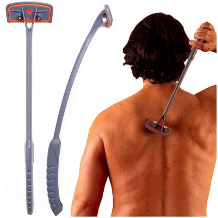 Bro Shaver 2.2. Back Shaver Back Razor Blade Body Hair Trimmer for Men, Gray Orange