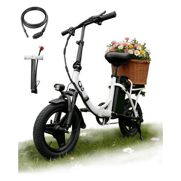 BroPath Electric Bike for Adults, 14" Folding Ebike, Electric Bicycle with 576WH Battery, 21MPH,20+ Miles(MAX),500W High Motor,Multi-Shock Absorption,Commuting Mini E Bikes,UL2849,Ebike for Teens