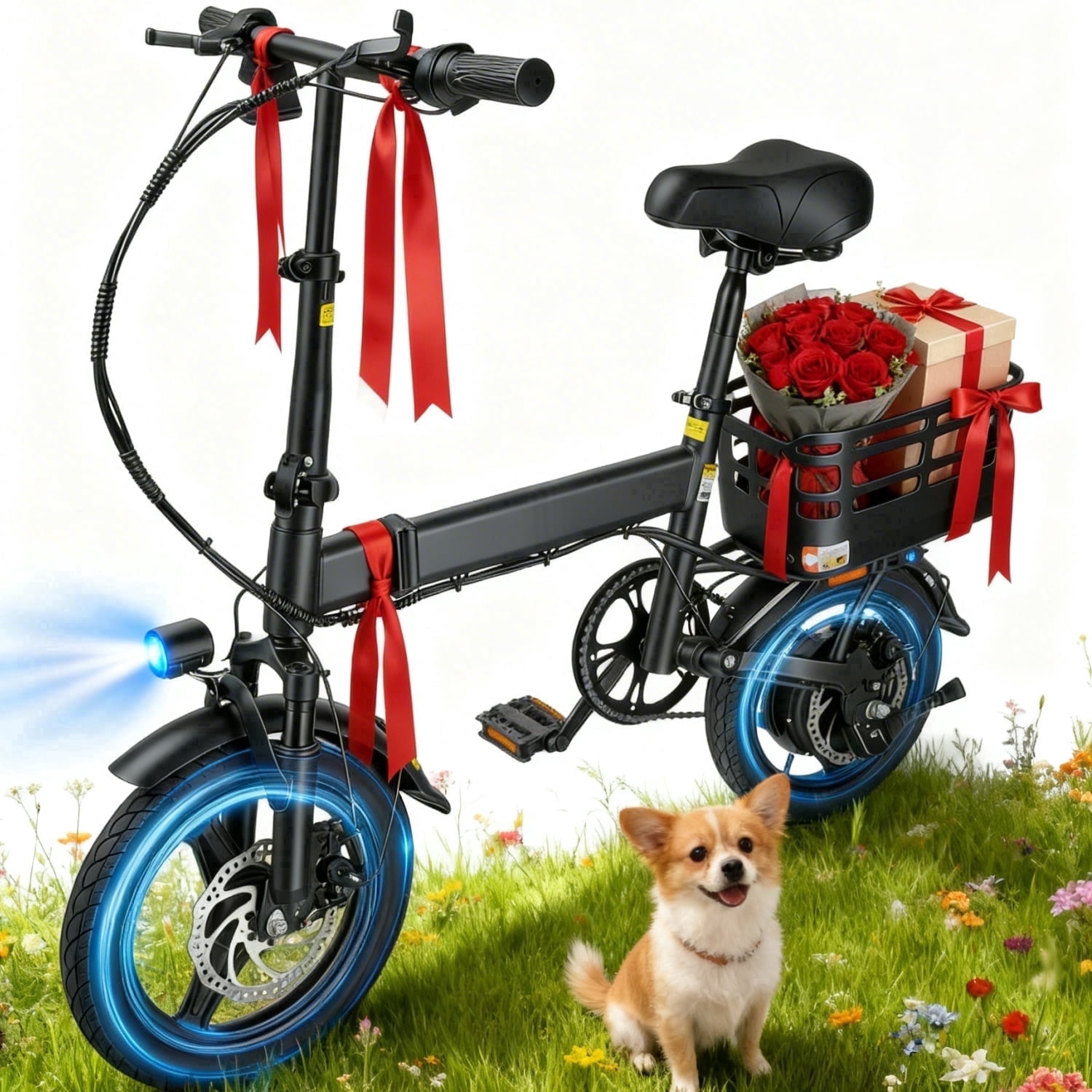 BroPath Electric Bike for Adults, Ebike, Electric Bicycle with 36V 10AH Battery,14" Folding Ebike, 21MPH,20+ Miles,350W High Motor,Multi-Shock Absorption,Commuting Mini E Bikes for Teens,UL2849