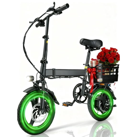 BroPath Electric Bike for Adults, Ebike, Electric Bicycle with 576WH Battery,14" Folding Ebike for Teens, 20MPH,20+ Miles(MAX),500W Motor,Multi-Shock Absorption,Mini E Bikes with Baskets,UL2849