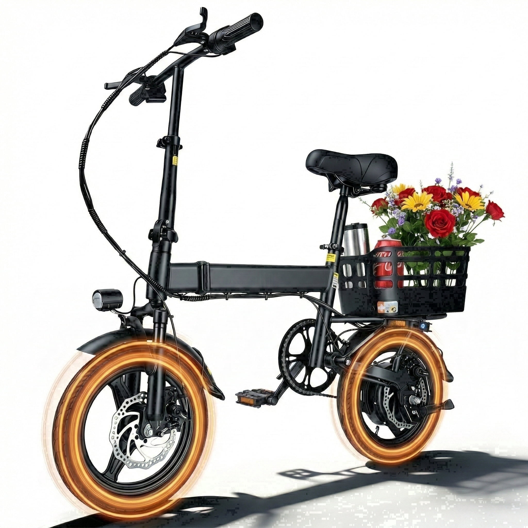 BroPath Electric Bike for Adults, Ebike, Electric Bicycle with 576WH Battery,14" Folding Ebike, 21MPH,20+ Miles(MAX),350W Motor,Multi-Shock Absorption,Commuting