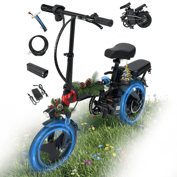 BroPath Electric Bike for Adults, Ebike, Electric Bicycle with 576WH Removable Battery,14" Folding Ebike, 21MPH,20+ Miles(MAX),500W Motor,Multi-Shock Absorption,Commuting Mini E Bikes,UL2849,WHITE